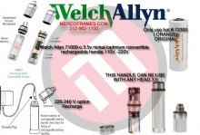 Welch Allyn 71000-c 3.5v nickel-cadmium convertible rechargeable handle.110V -220V